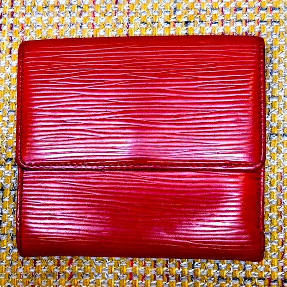 LOUIS VUITTON Red Epi Portefeiulle Elise Trifold Coin Cash Wallet AUTHENTIC - Picture 3 of 17